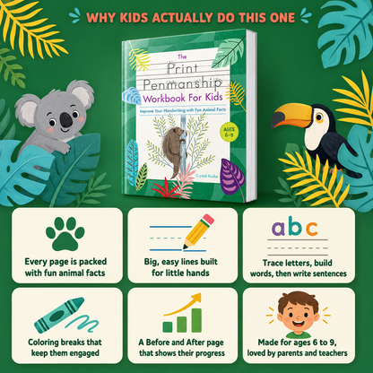Print Penmanship Workbook for Kids